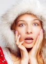 Surprise Christmas concept - one amazed woman