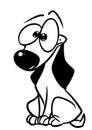 Surprise dog sitting big eyes parody character cartoon illustration coloring page Royalty Free Stock Photo
