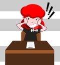 Surprise examination, school written test, girl, cartoon. Royalty Free Stock Photo