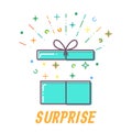 Surprise Flat open Gift box vector