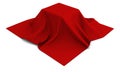 Surprise gifn under the red silk cloth on white Royalty Free Stock Photo