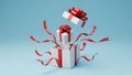 Surprise gift boxes exploding with red ribbons Royalty Free Stock Photo