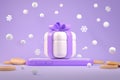 Surprise Gift Celebrate On Smart Mobile Phone Social Online With Snow Falling and Coins Illustration Backgrounds 3d Rendering