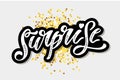 Surprise lettering Calligraphy Brush Text Holiday Vector Sticker Gold