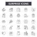 Surprise line icons, signs, vector set, linear concept, outline illustration