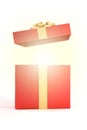 Surprise open red gift box isolated on white background with copy space Royalty Free Stock Photo