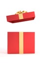 Surprise open red gift box isolated on white background with copy space Royalty Free Stock Photo