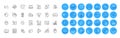Surprise, Package size and Report timer line icons pack. For web app. Color icon buttons. Vector