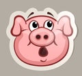 Surprise pig sticker Royalty Free Stock Photo