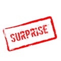 SURPRISE red rubber stamp isolated on white.