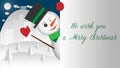 Surprise!. The snowman can not resist lean out and greet you while winking at his little eye. Royalty Free Stock Photo