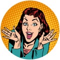 Surprise woman pop art avatar character icon