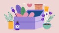 Surprise your stressedout friend with a selfcare box filled with soothing lavenderscented goodies a neck massager and a Royalty Free Stock Photo