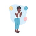 Surprised african american female flat color vector faceless character