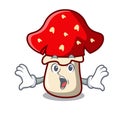 Surprised amanita mushroom mascot cartoon