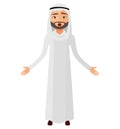 Surprised arab saudi business man flat cartoon. Shocked muslim b