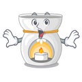 Surprised aroma lamp with burning candle mascot