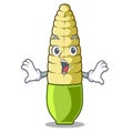 Surprised baby corn cartoon in the fridge Royalty Free Stock Photo
