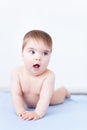 Baby girl gasping in surprise Royalty Free Stock Photo