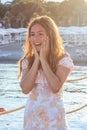 Surprised beautiful teen girl with long hair Royalty Free Stock Photo