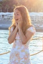 Surprised beautiful teen girl with long hair Royalty Free Stock Photo