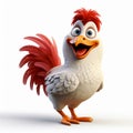 Surprised bird, cartoon illustration on white background, Cute rooster for children book. Kids book colorful