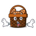 Surprised bread basket mascot cartoon