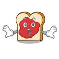 Surprised bread with jam mascot cartoon