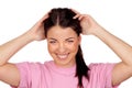 Surprised brunette girl laughing Royalty Free Stock Photo