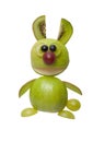Surprised bunny made of green fruits