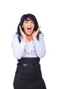 Surprised business woman shouting