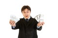 Surprised businessman holding money in his hand Royalty Free Stock Photo