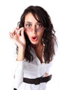 Surprised businesswoman with glasses