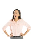 Surprised Businesswoman With Hands On Hips Looking Away Royalty Free Stock Photo