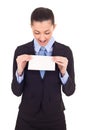 Surprised businesswoman with letter Royalty Free Stock Photo