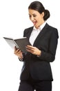 Surprised businesswoman reading her notes Royalty Free Stock Photo