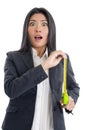 Surprised businesswoman with ruler Royalty Free Stock Photo