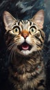 surprised cat face captures a fleeting moment of astonishment, illustrations, Generative AI