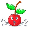 Surprised cherry fruit in a cartoon bowl Royalty Free Stock Photo