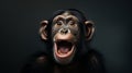 Surprised Chimp: Speedpainting Of A Youthful Chimpanzee With Open Mouth
