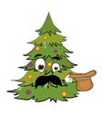 Surprised christmas tree cartoon