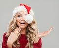 Surprised Christmas Woman Fashion Model Royalty Free Stock Photo