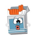 Surprised cigaretes pack cartoon Royalty Free Stock Photo
