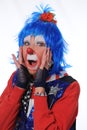 Surprised Clown with Blue Hair Royalty Free Stock Photo