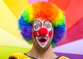 Surprised clown with opne mouth Royalty Free Stock Photo