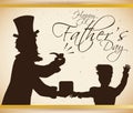 Surprised Dad with Pipe in a Father's Day Retro Poster, Vector Illustration