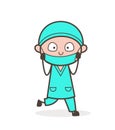 Surprised Doctor with Hands on Face Vector Illustration