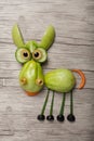 Surprised donkey made of green tomato