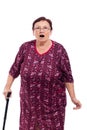 Surprised elderly woman