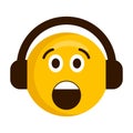 Surprised emoji with headphones icon
